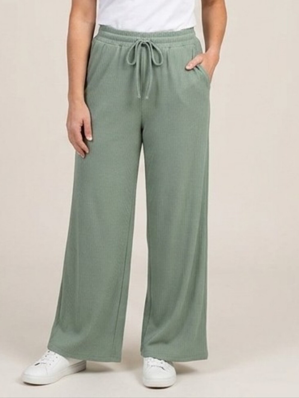 Target Sage Green Wide-Leg Drawstring Knit Pants